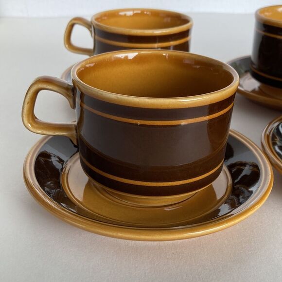 Vintage MCM Royal‎ Alma Staffordshire Ironware Cups and Sucers Set of 4 - Picture 1 of 16